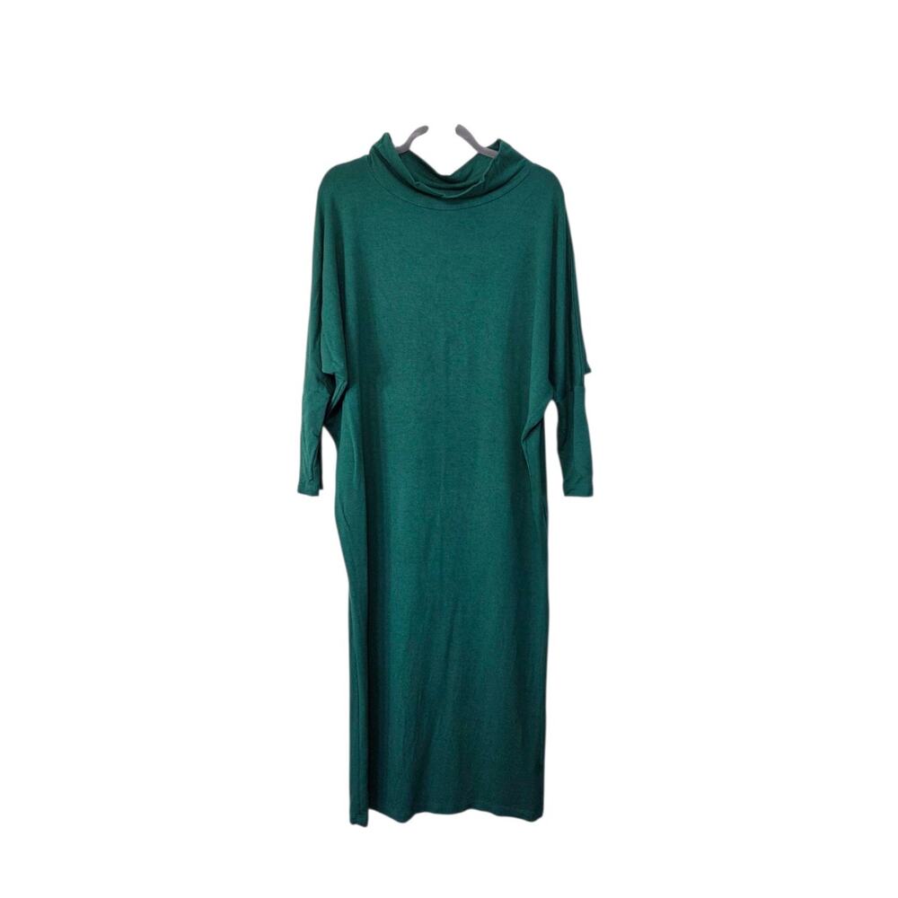 Bryn Walker Green Cowl Neck Draped Ilse Lagenlook Stretch Midi Dress, Size XS